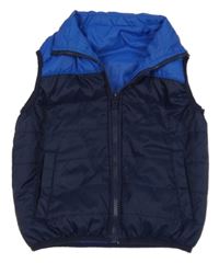 Modro-tmavomodrá šusťáková lehká zateplená vesta 