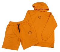 2set - Oranžová mikina s nápisem a kapucí + kraťasy George