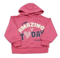 Růžová mikina s nápisem a kapucí Primark