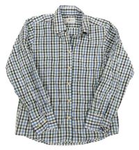 Bílo-modro-zeleno-černá kostkovaná košile 