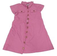 Růžové riflové košilové propínací šaty 