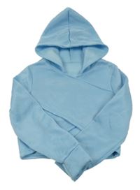 Světlemodrá teplá crop mikina s kapucí SHEIN