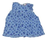 Modrá květovaná šatová tunika Topomini