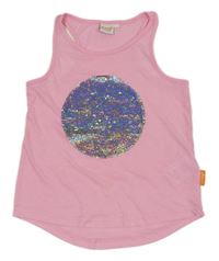 Neonově růžový top s překlápěcími flitry EMOJI