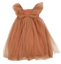 Broskvové žebrované tylové šaty H&M