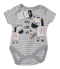 Nové - Bílo-šedé pruhované body se zebrami Pep&Co