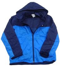 Modro-tmavomodrá šusťáková sportovní bunda s kapucí Decathlon