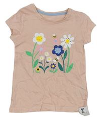Světlerůžové tričko s kytičkami Mothercare 