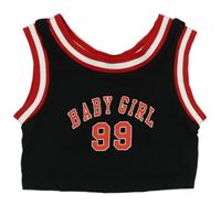 Černý crop top s číslem a pruhy Shein