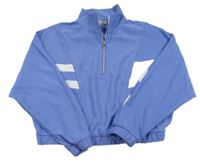 Modro-bílá žebrovaná crop mikina Primark