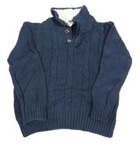 Tmavomodrý vzorovaný svetr s rolákem zn. C&A