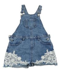Modré riflové laclové kraťasy s madeirou Denim Co. 