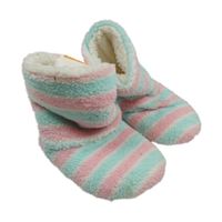 Nové - Mátovo-růžovo-bílé kostkované pruhované zateplené válenky Primark vel. 38