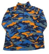 Modro-šedo-oranžová army funkční fleecová mikina Mountain Warehouse