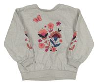 Světlerůžová melírovaná mikina s kytičkami C&A