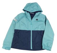 Světlemodro-tmavomodrá šusťáková jarní bunda s kapucí Alive 