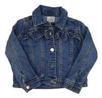 Tmavomodrá riflová bunda s volánky E-vie