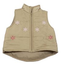 Béžová šusťáková zateplená vesta s vločkami C&A