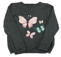Šedý svetr s motýly H&M