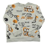 Šedá mikina s nápisy H&M