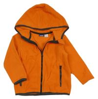 Oranžovo-hnědá fleecová propínací mikina s kapucí Lupilu 