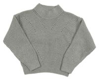 Šedý crop svetr s dirkovaným vzorem H&M