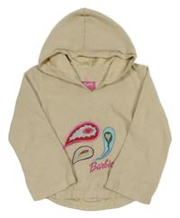 Béžová semišová halenka s výšivkou a kapucí Barbie