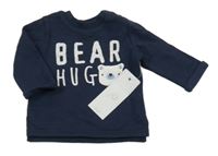 Nové - Tmavomodrá mikina s nápisem a medvídkem F&F