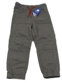 Nové - Hnědé plátěné podšité kalhoty Lupilu 