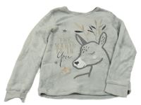 Šedá plyšová mikina se srnkou C&A