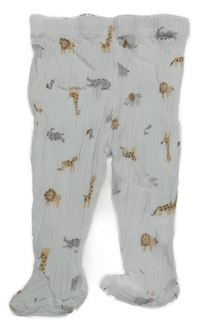 Bílé žebrované polodupky se zvířátky 