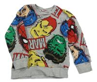 Šedá mikina s hrdiny Marvel