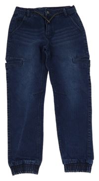 Tmavomodré teplákové cargo cuff rifle Manor