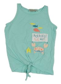 Světlemodrý top s mořskými živočichy a uzlem Impidimpi