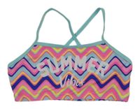 Barevná vzorovaná plavková podprsenka s nápisem Y.F.K.