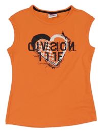 Oranžové sportovní tričko se srdíčkem a nápisem Yigga