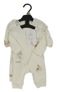 Nové - 2x - Smetanový žebrovaný overal Peter Rabbit
