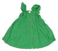 Zelené plátěné propínací šaty s volánky LC Waikiki