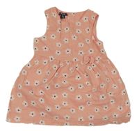 Broskvové plátěné květované šaty s mašlí Kiabi