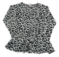 Šedo-černý vzorovaný lehký peplum svetr Tu