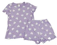 2set - Levandulové tričko se srdíčky + kraťasy H&M