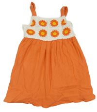 Oranžové plátěné šaty s kytičkami Haute Hippie
