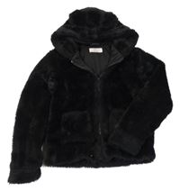 Černá kožešinová podšitá bunda s kapucí H&M