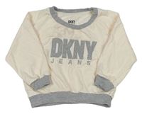 Smetanovo-šedá oversize mikina s logem DKNY