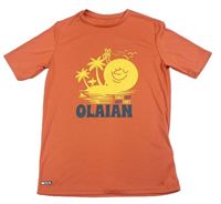 Cihlové UV tričko se sluncem a palmami OLAIAN