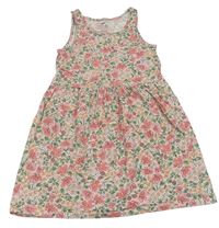 Pudrové šaty s kytičkami a jahůdkami H&M