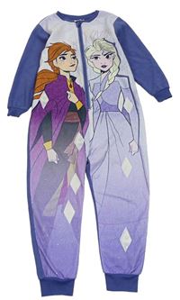 Fialovo-bílo-modrofialový fleecový overal s Frozen Disney