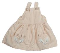 Světlebroskvové manšestrové šaty s liškami/kapsami Mothercare