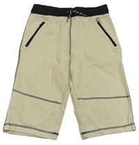 Béžovo-černé chino teplákové kraťasy H&M