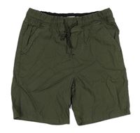 Tmavokhaki PULL ON plátěné kraťasy Denim Co.